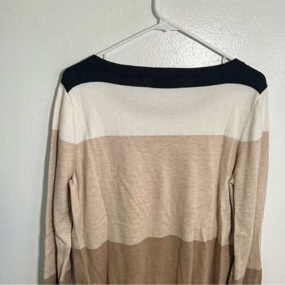 Liz Claiborne Scoop Neck Sweater Colorblock Stripes L - Picture 6 of 8